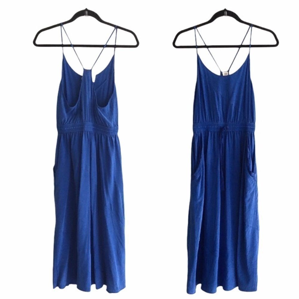 ARITZIA Wilfred Silk Sleeveless Midi Dress Blue XXS - Picture 2 of 6